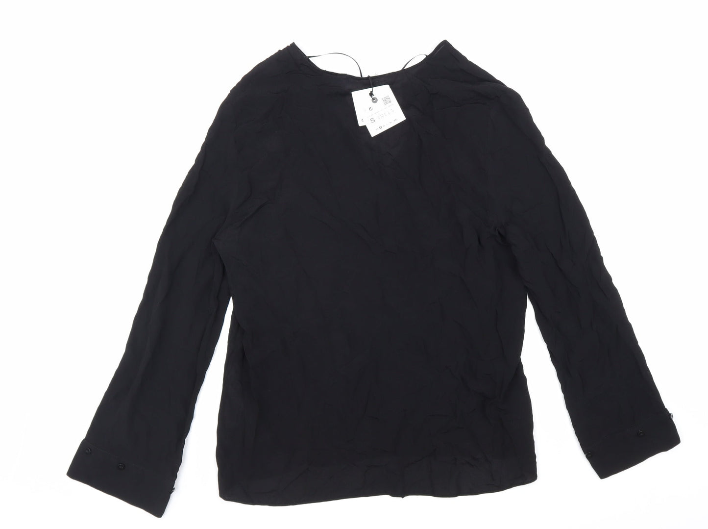 Zara Womens Black Viscose Basic Blouse Size S V-Neck