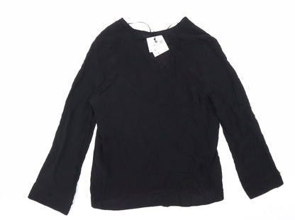 Zara Womens Black Viscose Basic Blouse Size S V-Neck