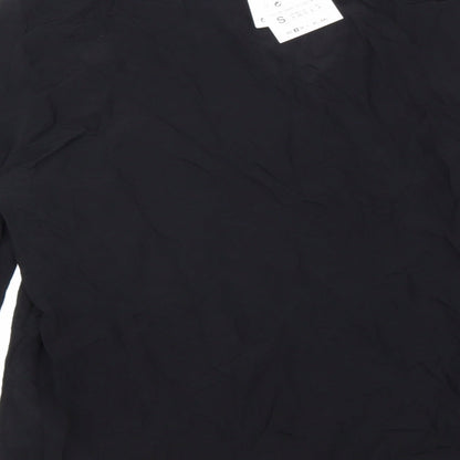 Zara Womens Black Viscose Basic Blouse Size S V-Neck