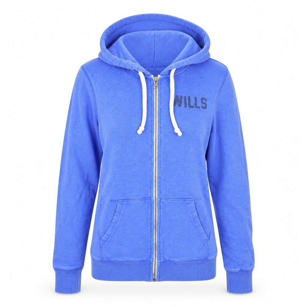 Jack Wills Womens Blue Herringbone 100% Cotton Full Zip Hoodie Size XS Zip