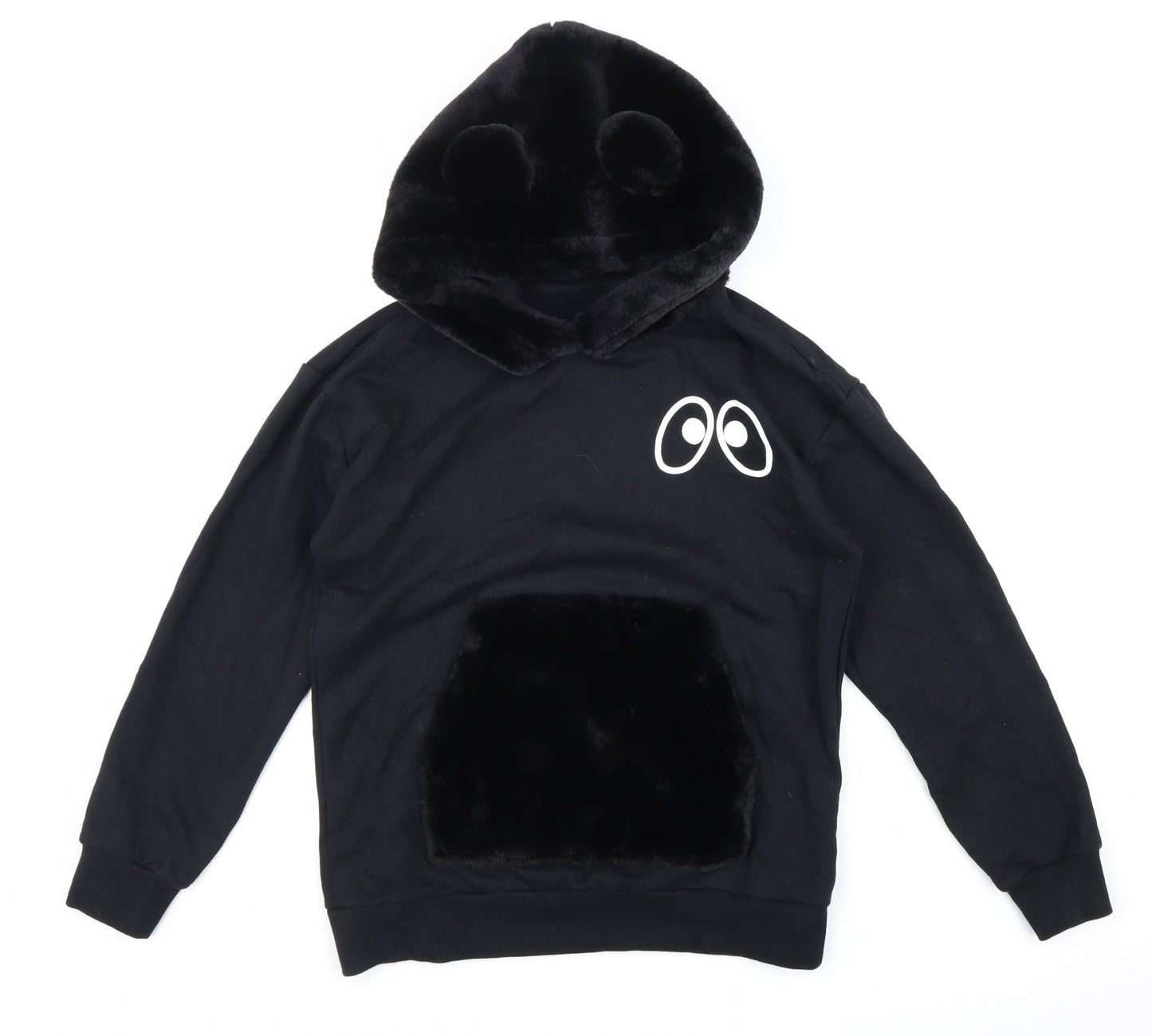 Mini Cream Womens Black Cotton Pullover Hoodie Size M Pullover