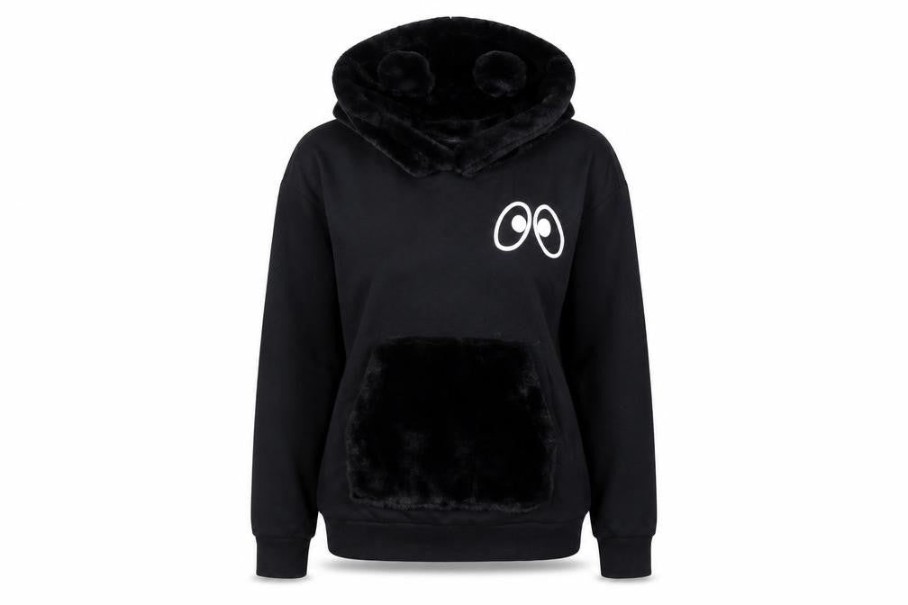 Mini Cream Womens Black Cotton Pullover Hoodie Size M Pullover