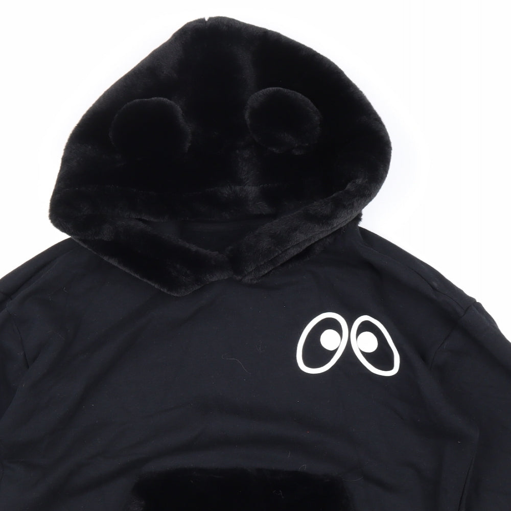 Mini Cream Womens Black Cotton Pullover Hoodie Size M Pullover