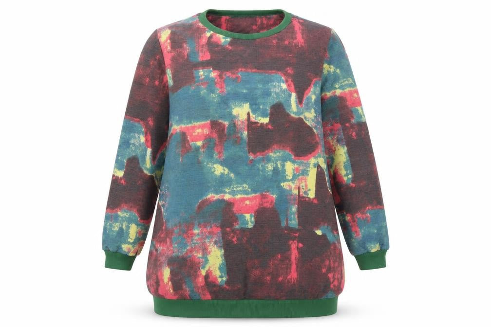 OuiFerpai Womens Multicoloured Geometric Polyester Pullover Sweatshirt Size XL Pullover