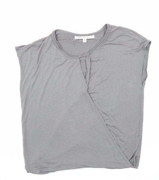 Max Studio Womens Grey Viscose Basic T-Shirt Size M Scoop Neck