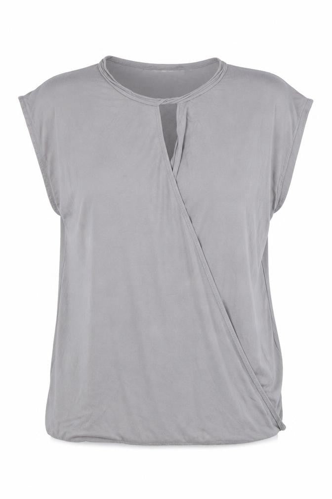 Max Studio Womens Grey Viscose Basic T-Shirt Size M Scoop Neck