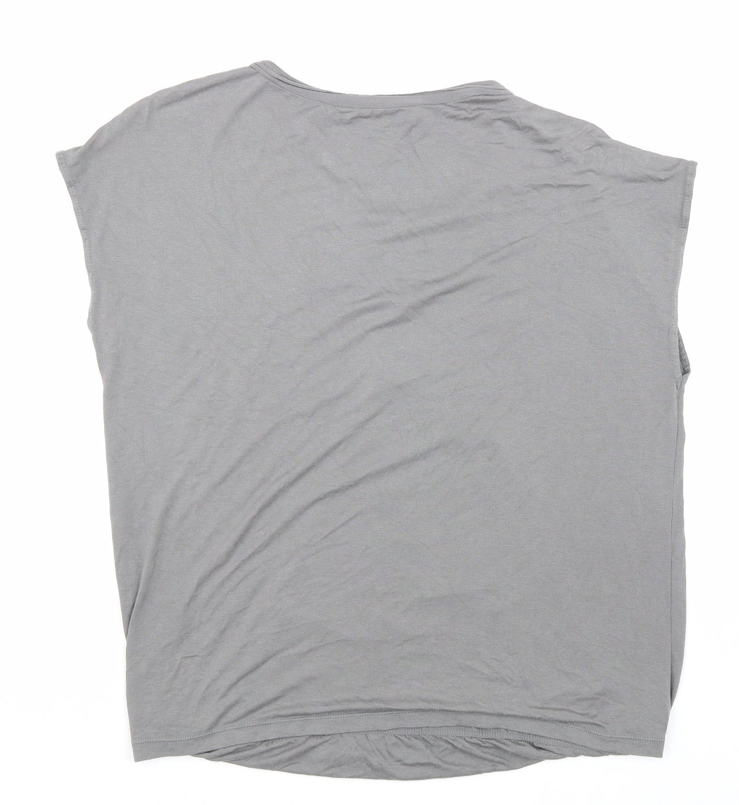 Max Studio Womens Grey Viscose Basic T-Shirt Size M Scoop Neck