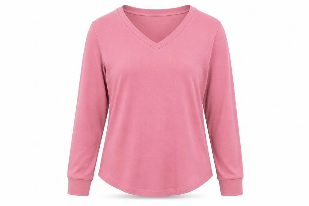 Preworn Womens Pink V-Neck Cotton Pullover Jumper Size M