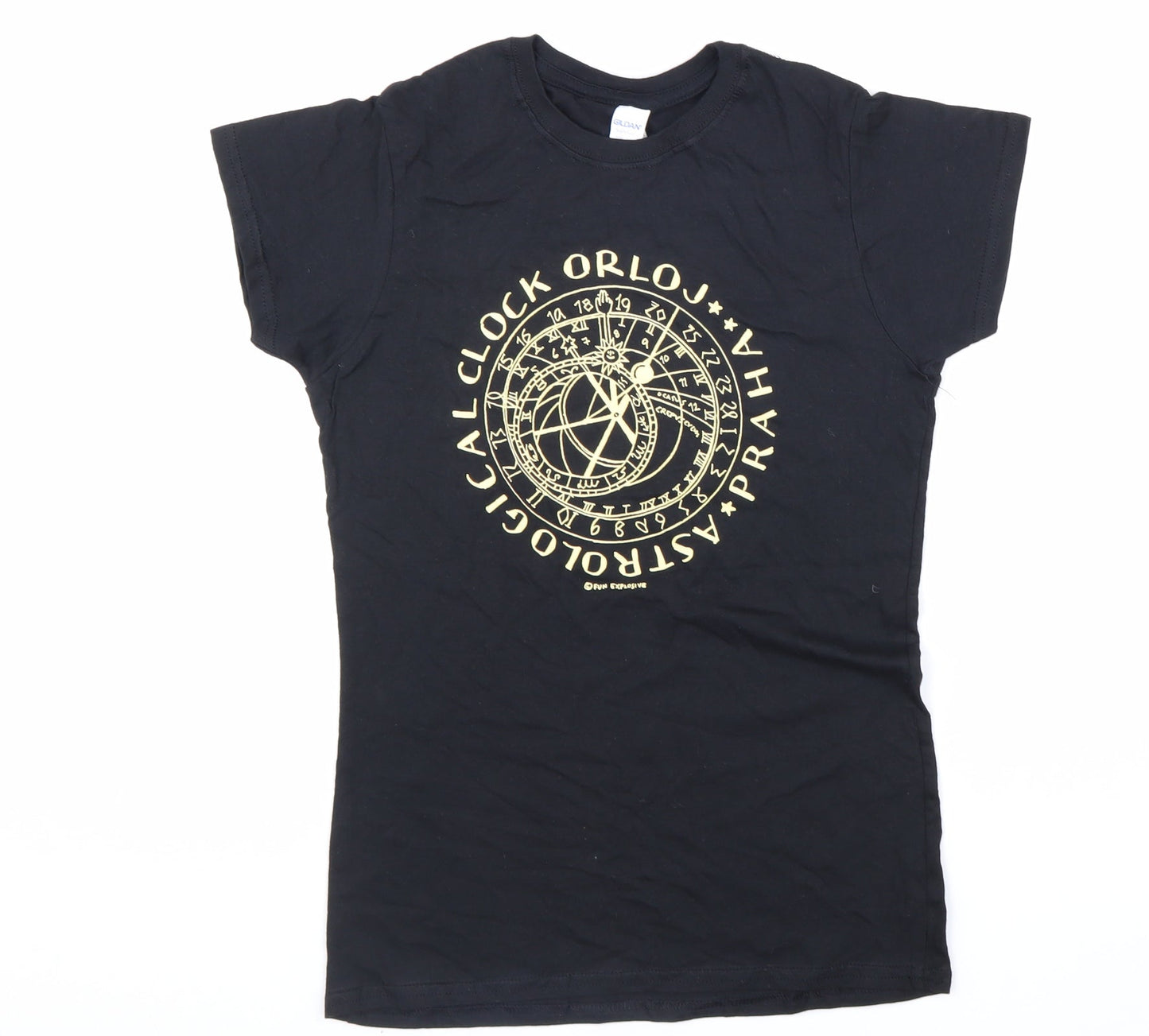 Gildan Womens Black 100% Cotton Basic T-Shirt Size M Round Neck