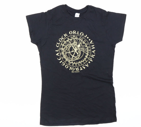 Gildan Womens Black 100% Cotton Basic T-Shirt Size M Round Neck