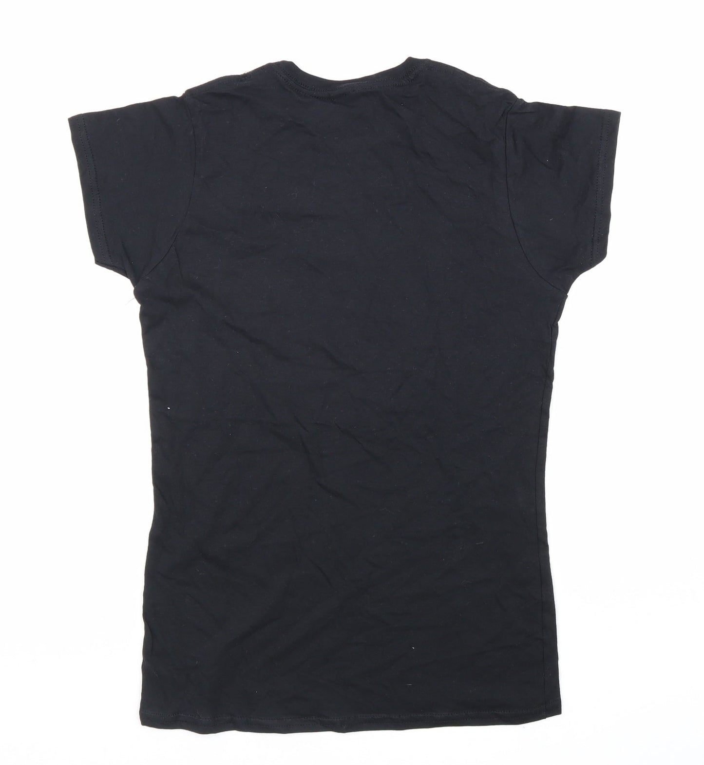 Gildan Womens Black 100% Cotton Basic T-Shirt Size M Round Neck