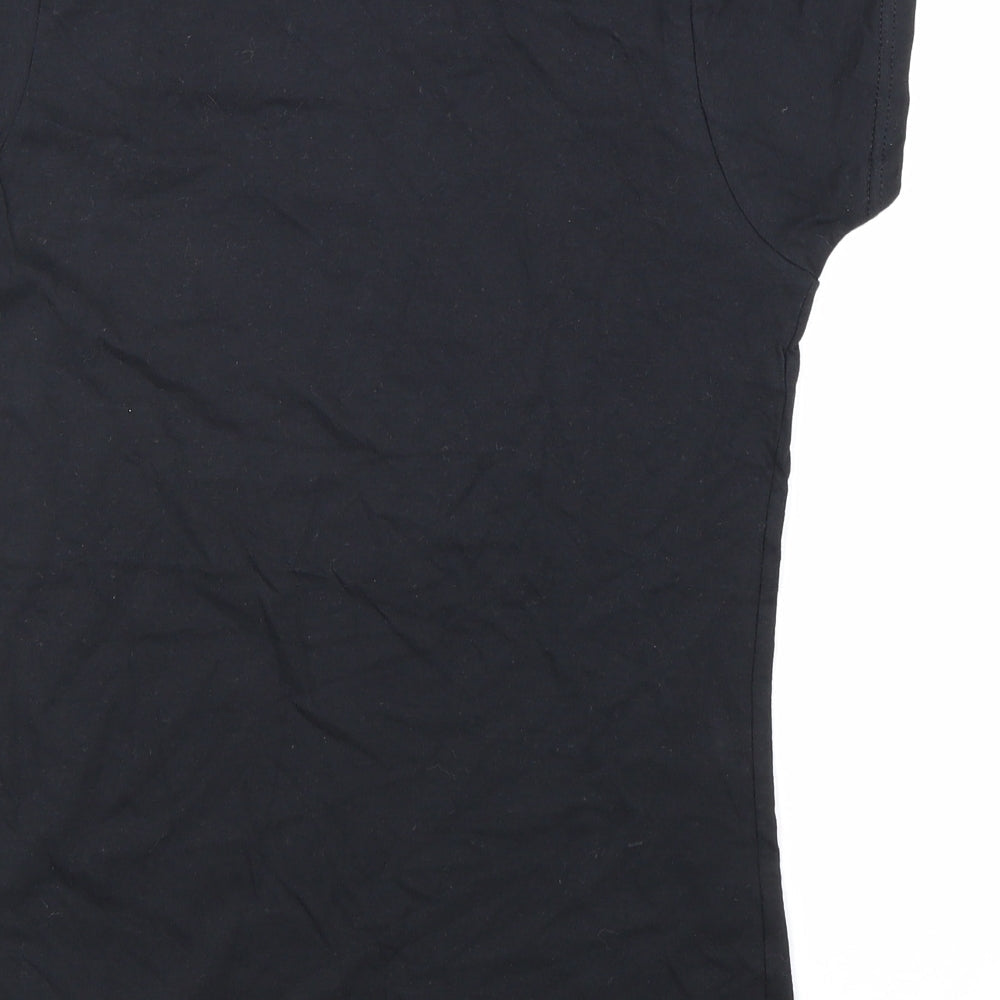 Gildan Womens Black 100% Cotton Basic T-Shirt Size M Round Neck