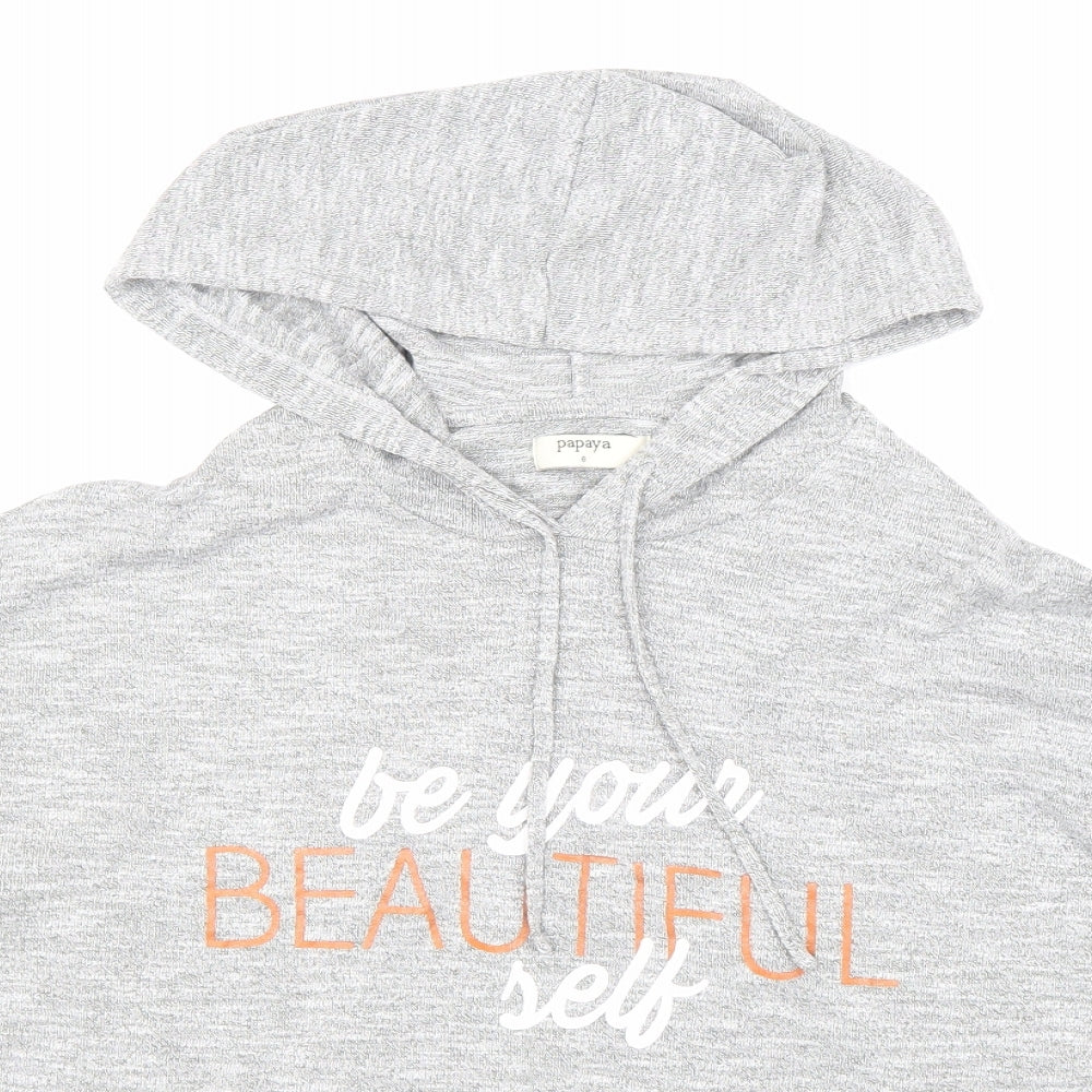 Papaya Womens Grey Round Neck Viscose Pullover Jumper Size 8 - Beautiful