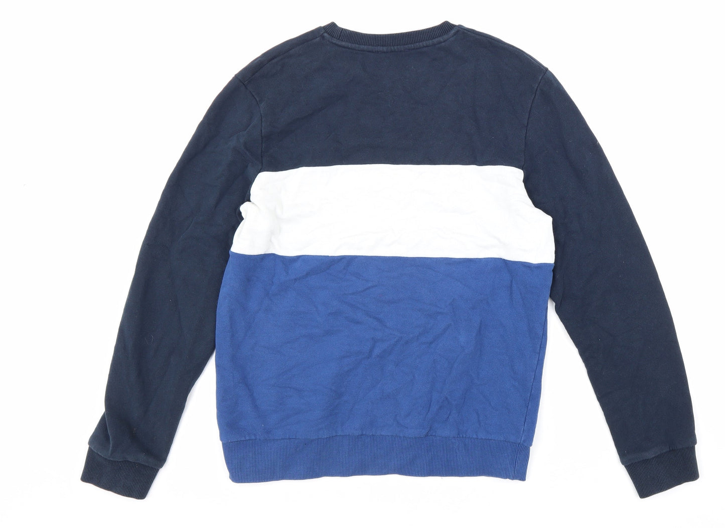 Selected Mens Blue Striped Cotton Pullover Sweatshirt Size M
