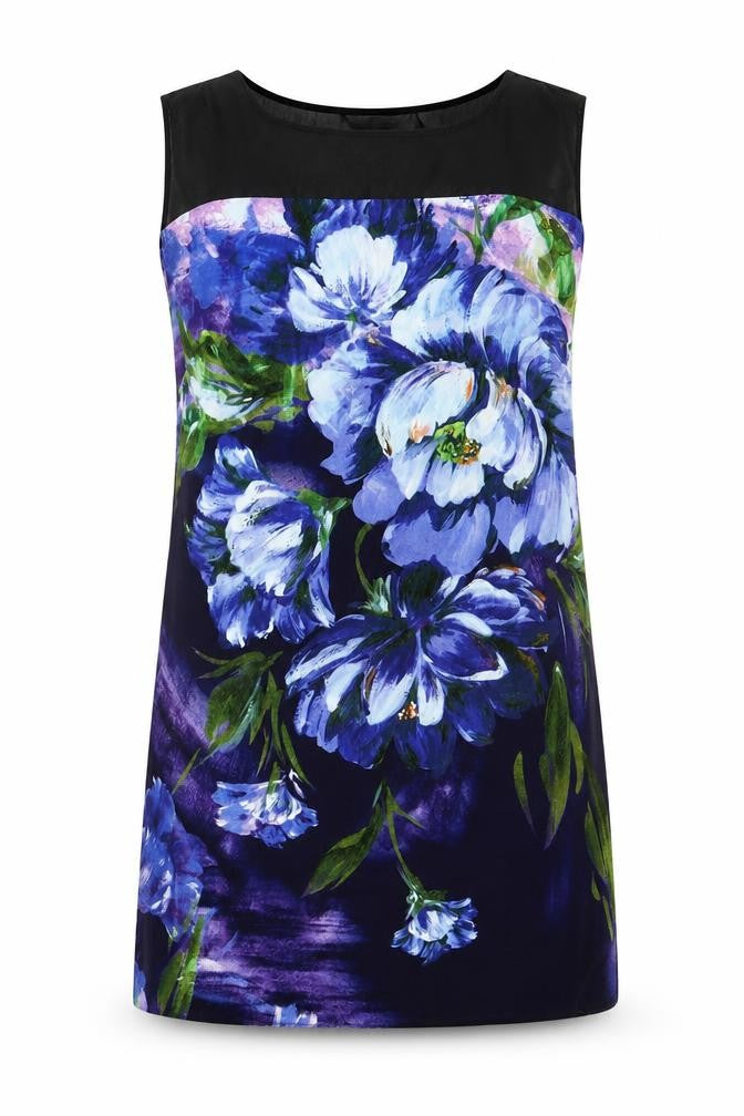 Billie & Blossom Womens Black Floral Polyester Shift Size 6 Round Neck Pullover