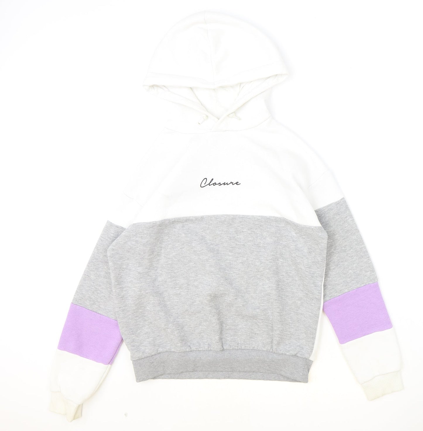 Closure Womens Multicoloured Colourblock Cotton Pullover Hoodie Size 8 Pullover