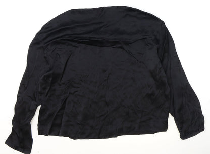 Zara Womens Black Viscose Basic Blouse Size L Round Neck