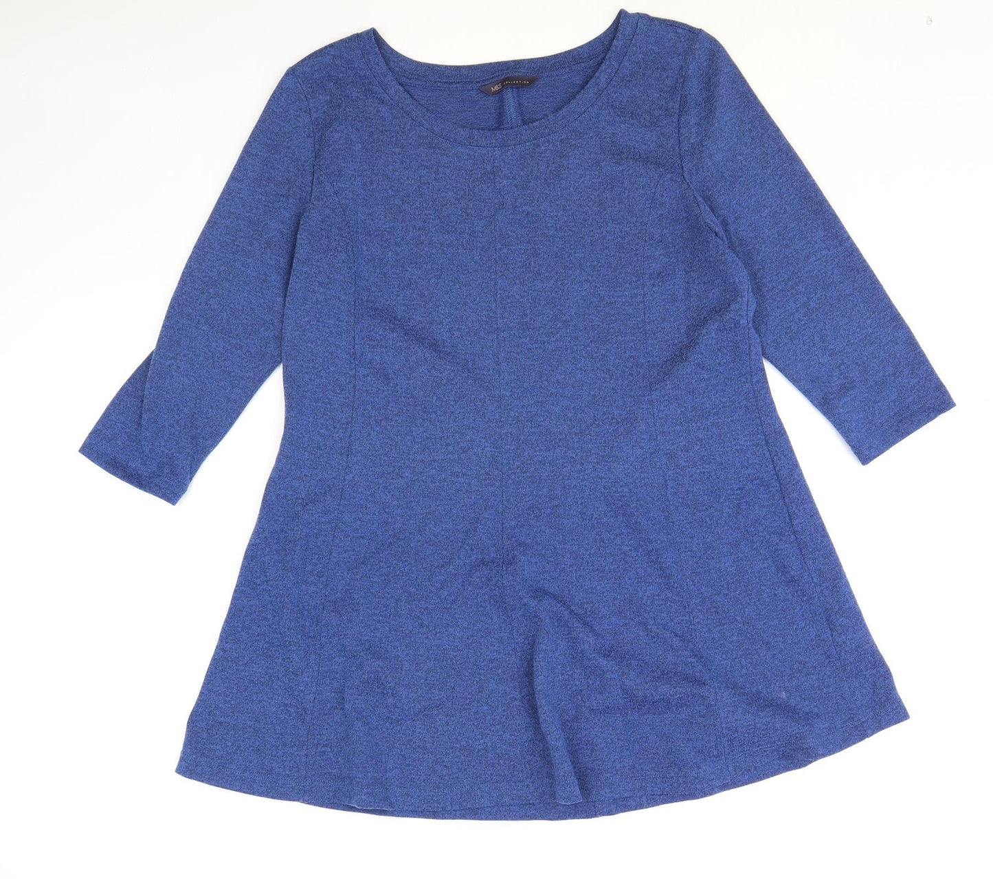 Marks and Spencer Womens Blue Polyester A-Line Size 14 Scoop Neck Pullover