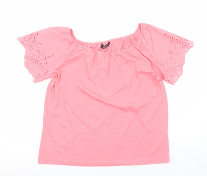 Dunnes Womens Pink Viscose Basic Blouse Size S Round Neck