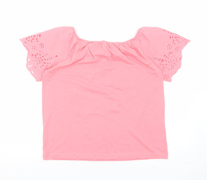 Dunnes Womens Pink Viscose Basic Blouse Size S Round Neck