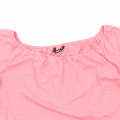Dunnes Womens Pink Viscose Basic Blouse Size S Round Neck