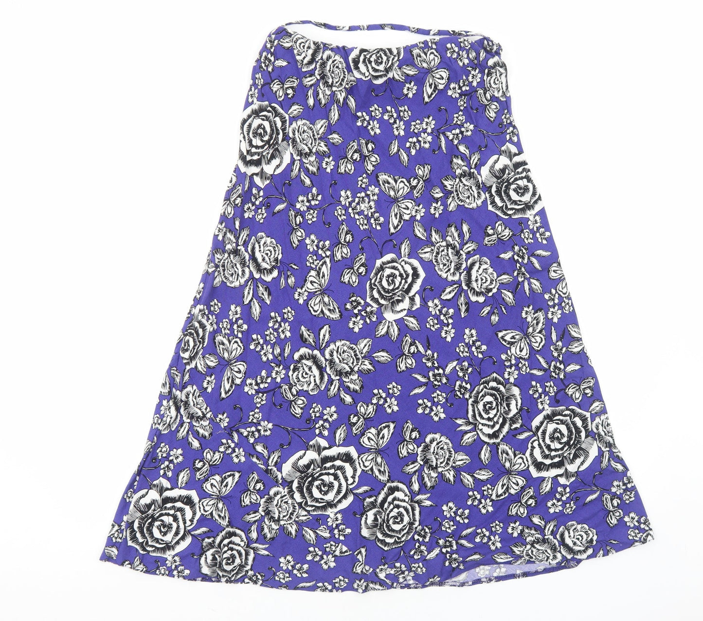 Profile Womens Blue Floral Viscose Swing Skirt Size 12