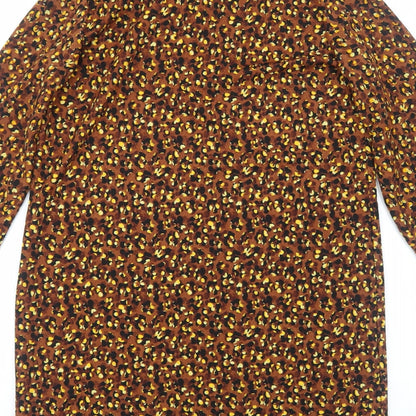 Next Womens Brown Animal Print Viscose A-Line Size 12 Mock Neck Pullover - Leopard Pattern