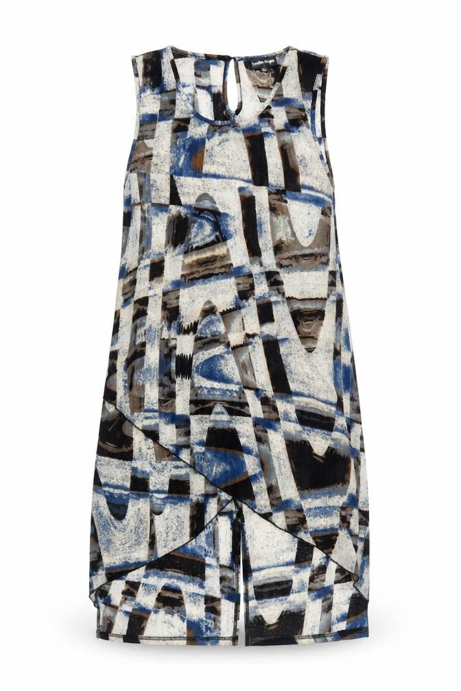 Caroline Morgan Womens Multicoloured Geometric Polyester A-Line Size 12 Scoop Neck Pullover