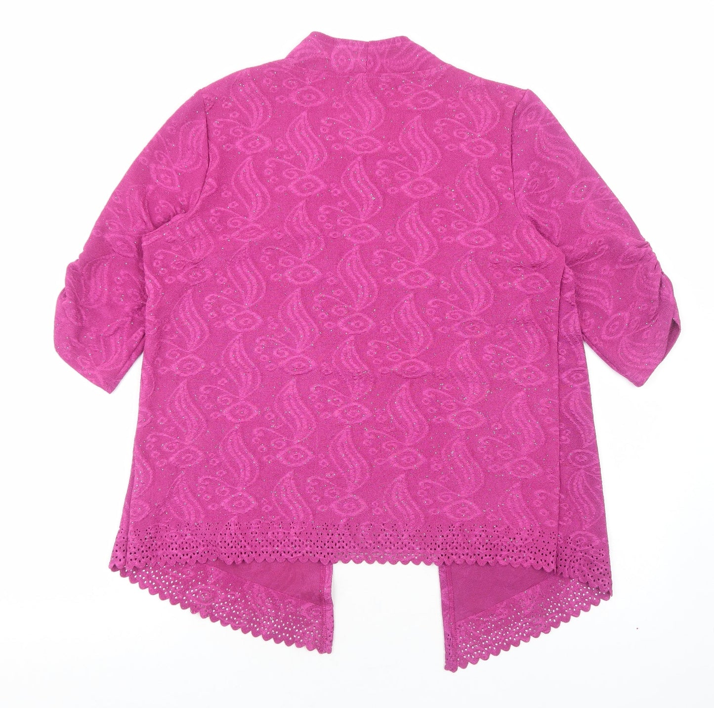 Anna Rose Womens Pink Geometric Polyester Basic Blouse Size L Scoop Neck