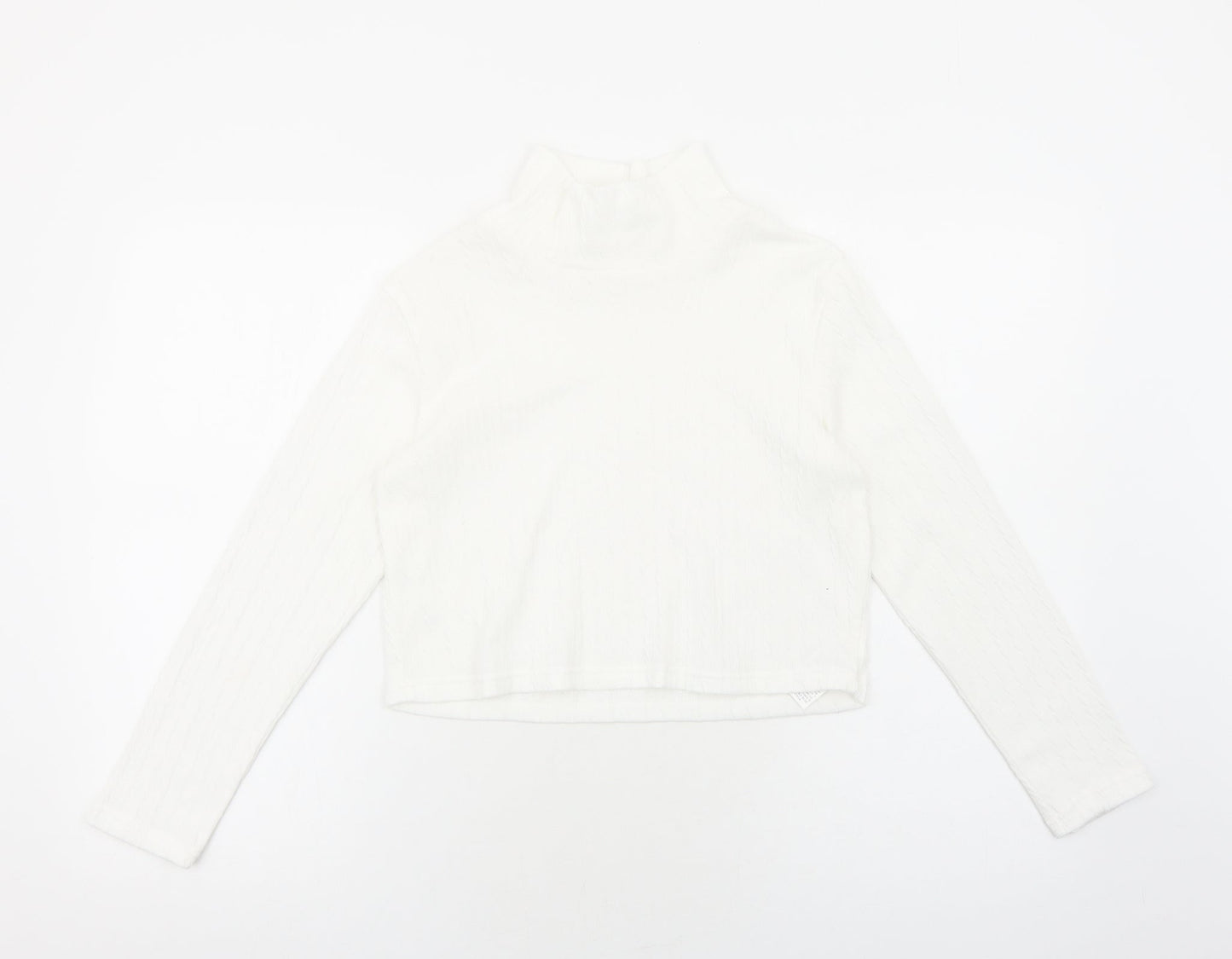 SheIn Girls White Polyester Pullover Casual Size 11-12 Years Mock Neck Pullover