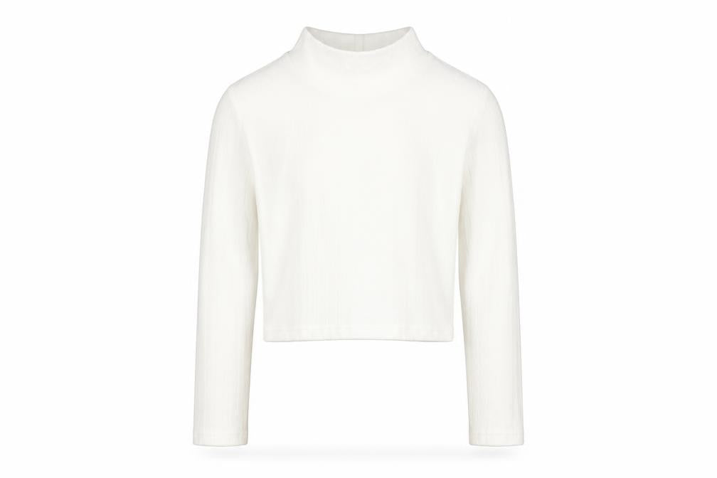 SheIn Girls White Polyester Pullover Casual Size 11-12 Years Mock Neck Pullover