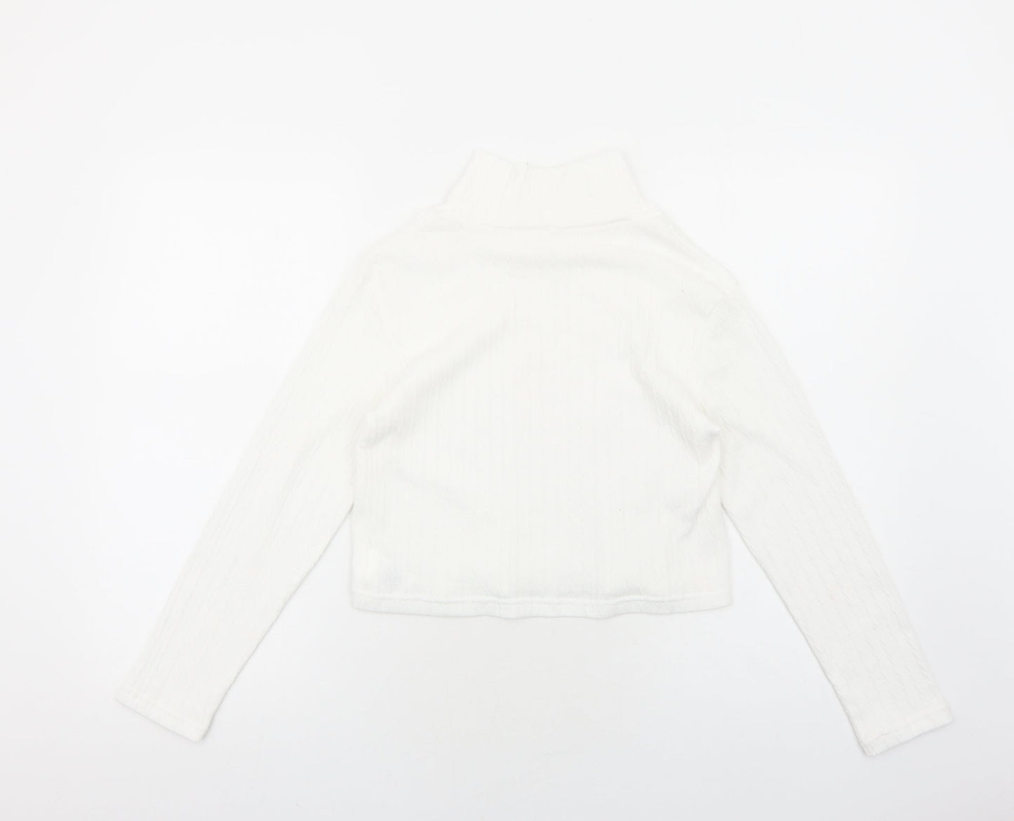 SheIn Girls White Polyester Pullover Casual Size 11-12 Years Mock Neck Pullover
