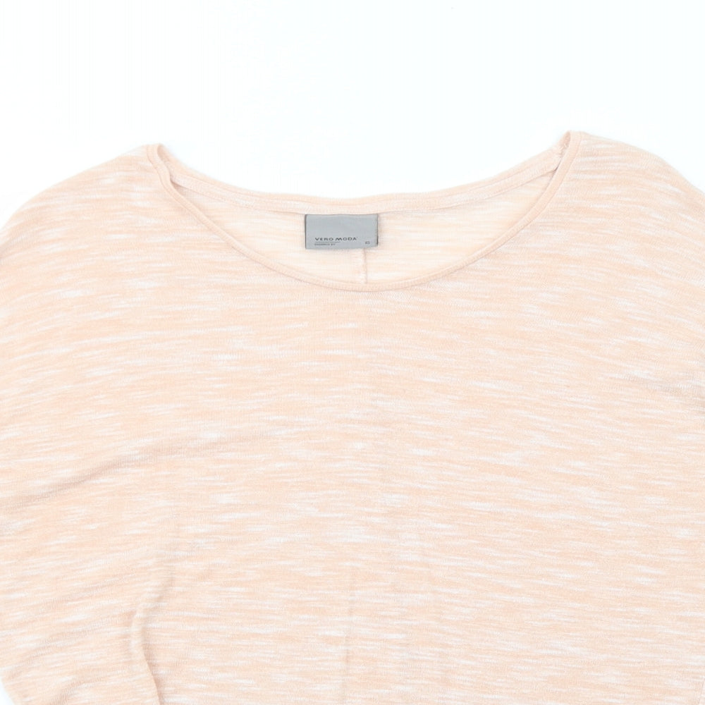 VERO MODA Womens Pink Polyester Basic T-Shirt Size XS Round Neck
