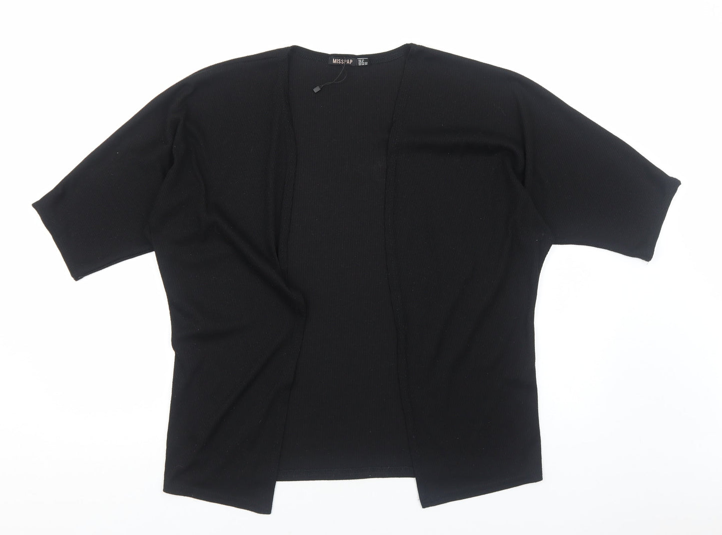 Misspap Womens Black V-Neck Polyester Cardigan Jumper Size 12