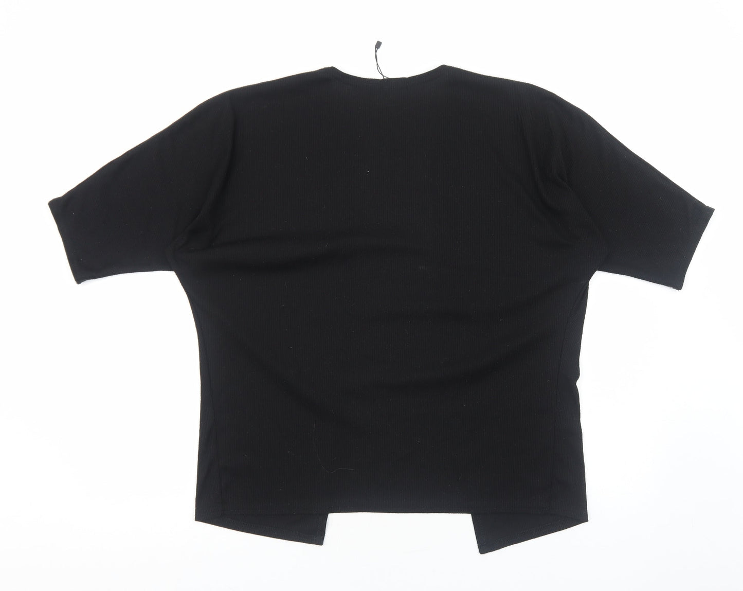 Misspap Womens Black V-Neck Polyester Cardigan Jumper Size 12