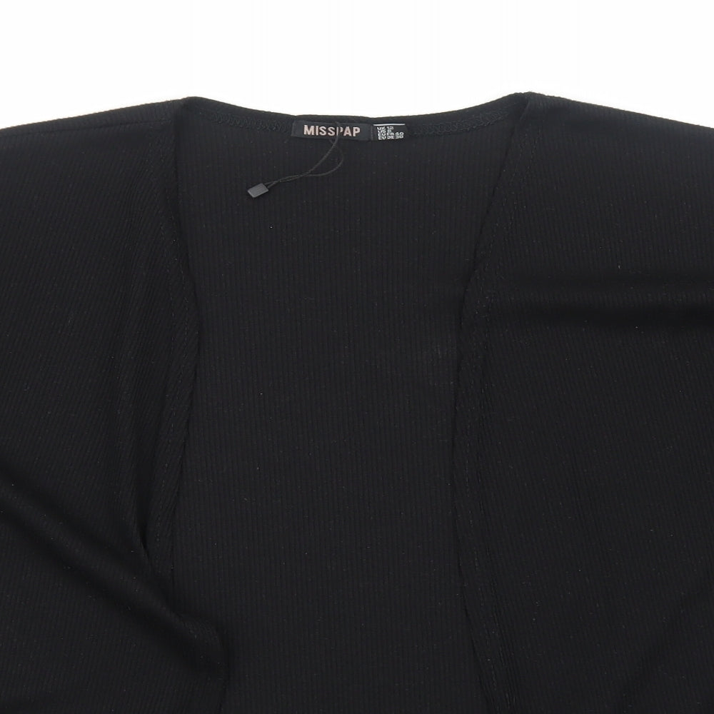 Misspap Womens Black V-Neck Polyester Cardigan Jumper Size 12