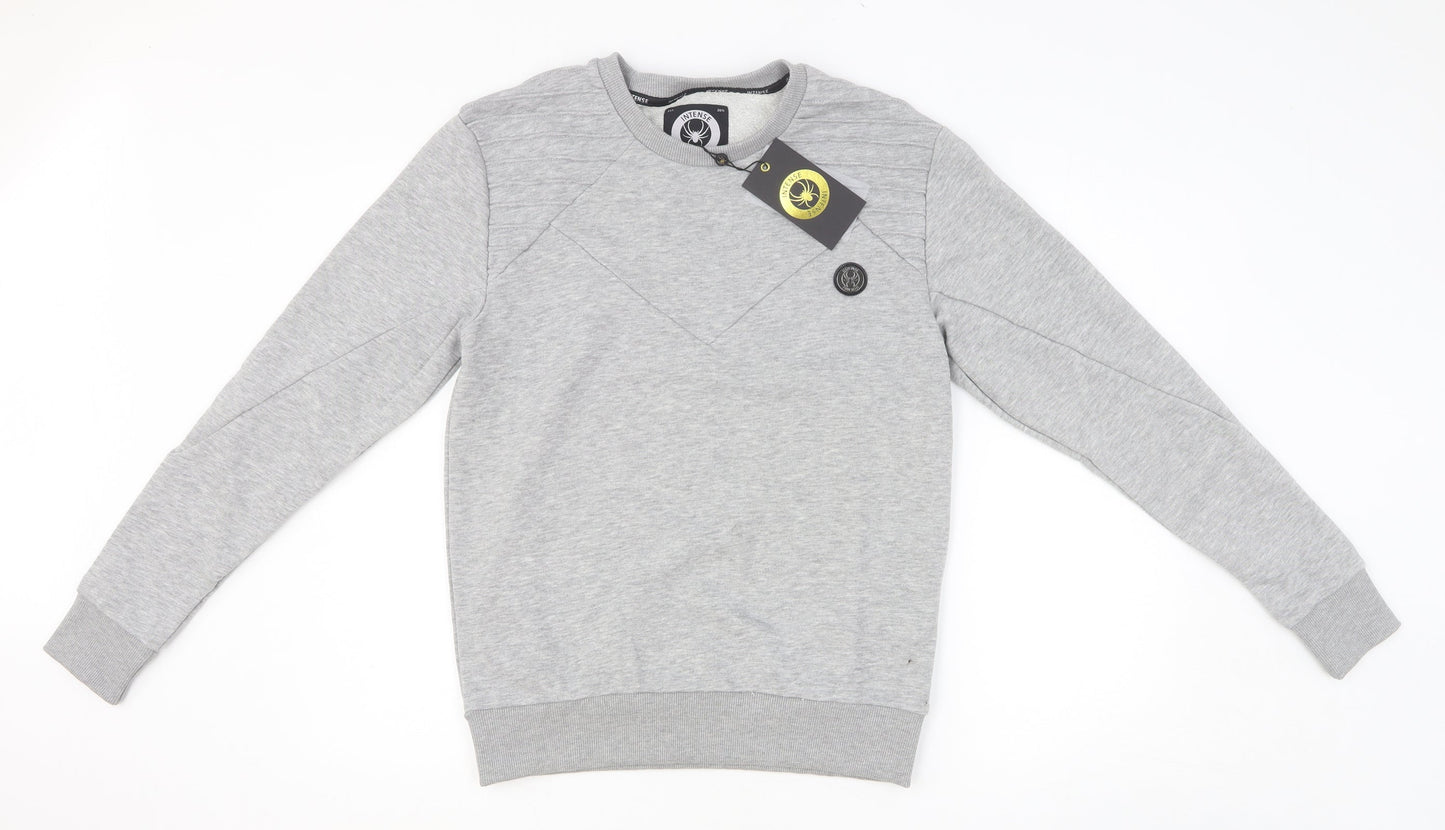 Intense Mens Grey Cotton Pullover Sweatshirt Size M