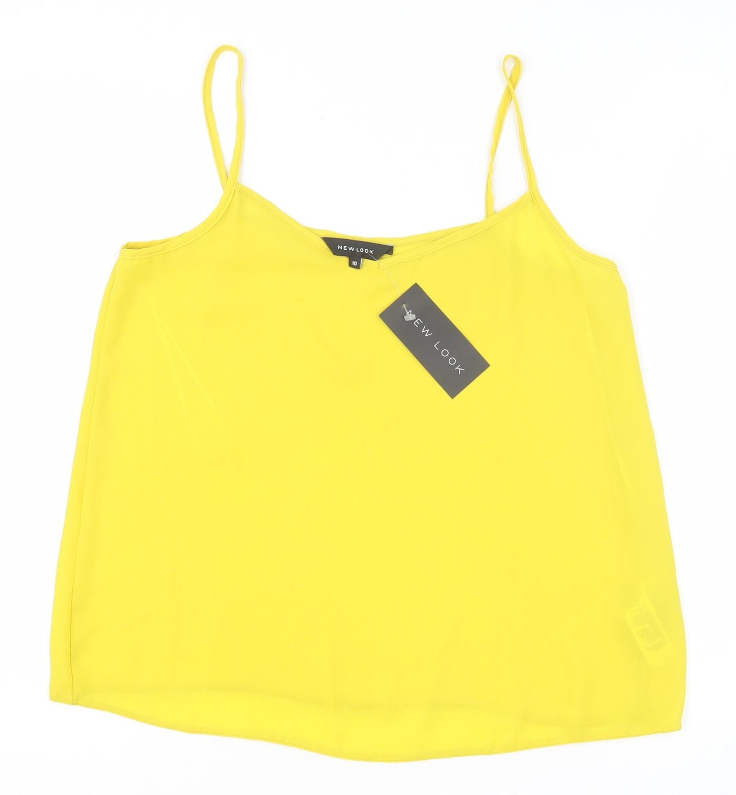 New Look Womens Yellow Polyester Camisole Tank Size 10 Scoop Neck