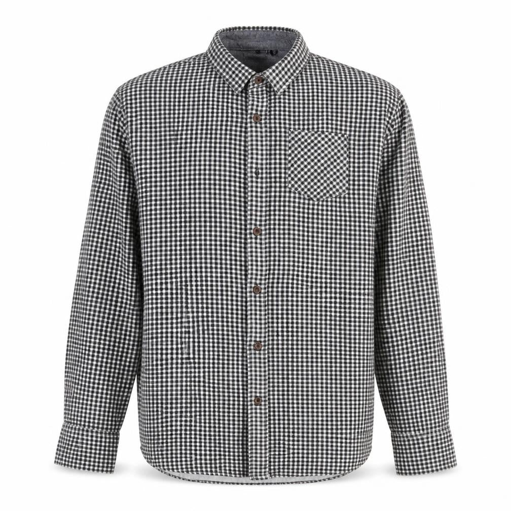 Brave Soul Mens Black Check Cotton Button-Up Size XL Collared Button