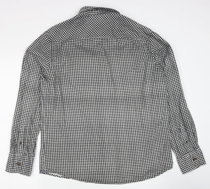 Brave Soul Mens Black Check Cotton Button-Up Size XL Collared Button