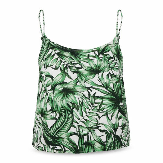 Divided Womens Green Geometric Viscose Basic Tank Size 14 Round Neck