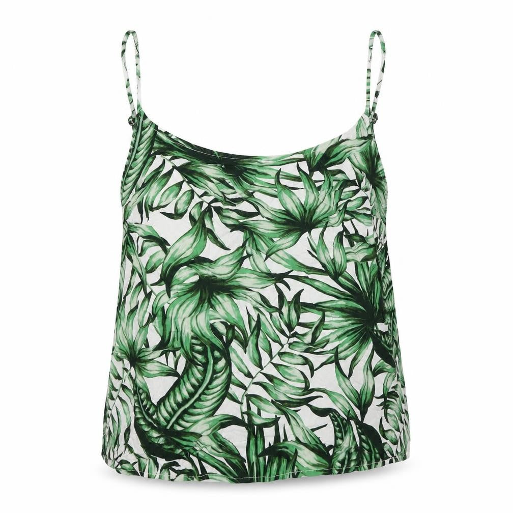 Divided Womens Green Geometric Viscose Basic Tank Size 14 Round Neck