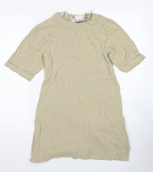 ASOS Womens Beige Viscose T-Shirt Dress Size 8 Round Neck Pullover
