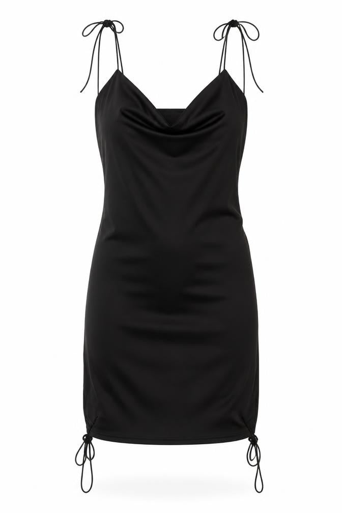 SheIn Womens Black Polyester Bodycon Size L Cowl Neck Zip