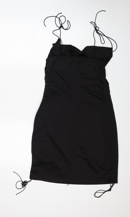SHEIN Womens Black Polyester Bodycon Size L Cowl Neck Zip