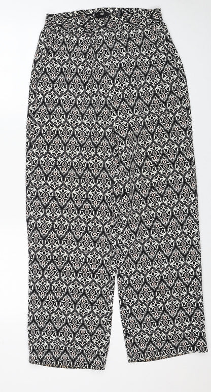 H&M Womens Black Geometric Polyester Windbreaker Trousers Size 8 Regular
