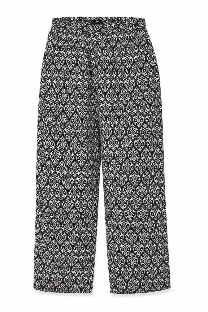 H&M Womens Black Geometric Polyester Windbreaker Trousers Size 8 Regular