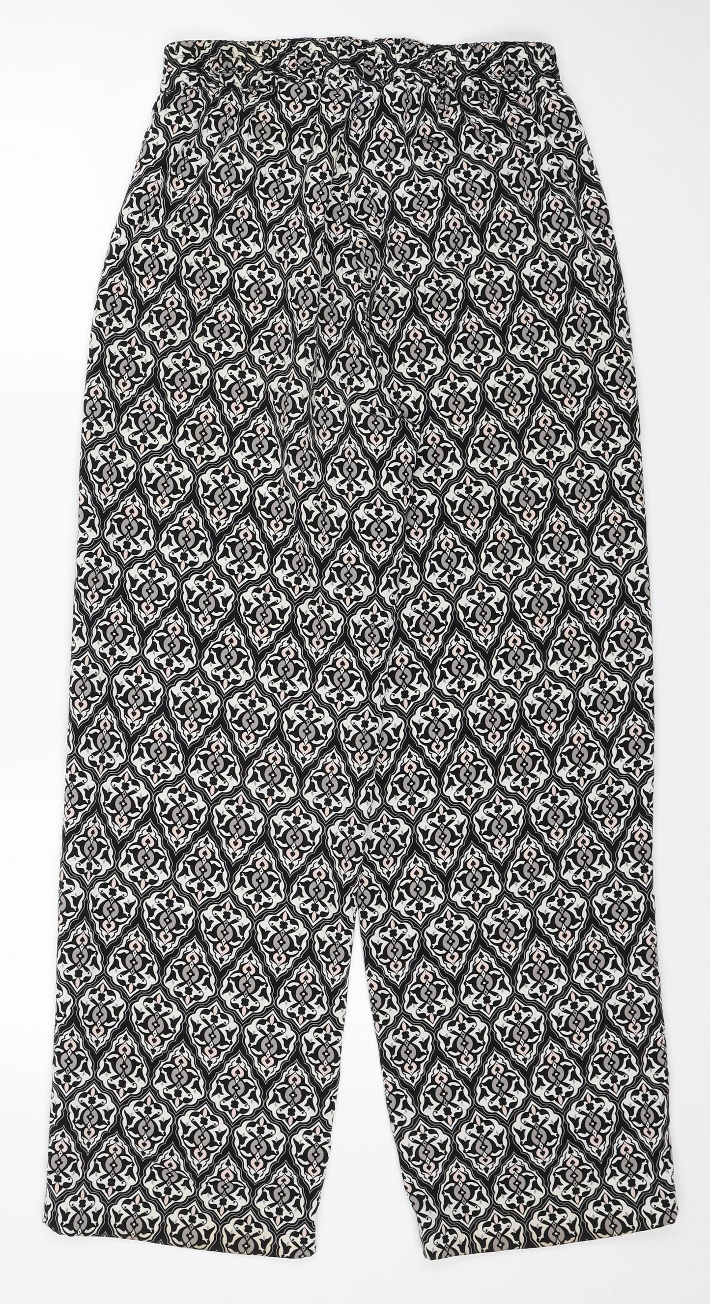 H&M Womens Black Geometric Polyester Windbreaker Trousers Size 8 Regular