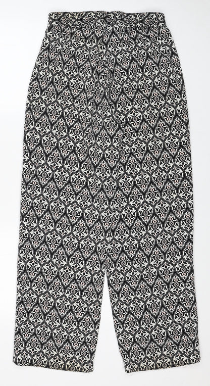 H&M Womens Black Geometric Polyester Windbreaker Trousers Size 8 Regular