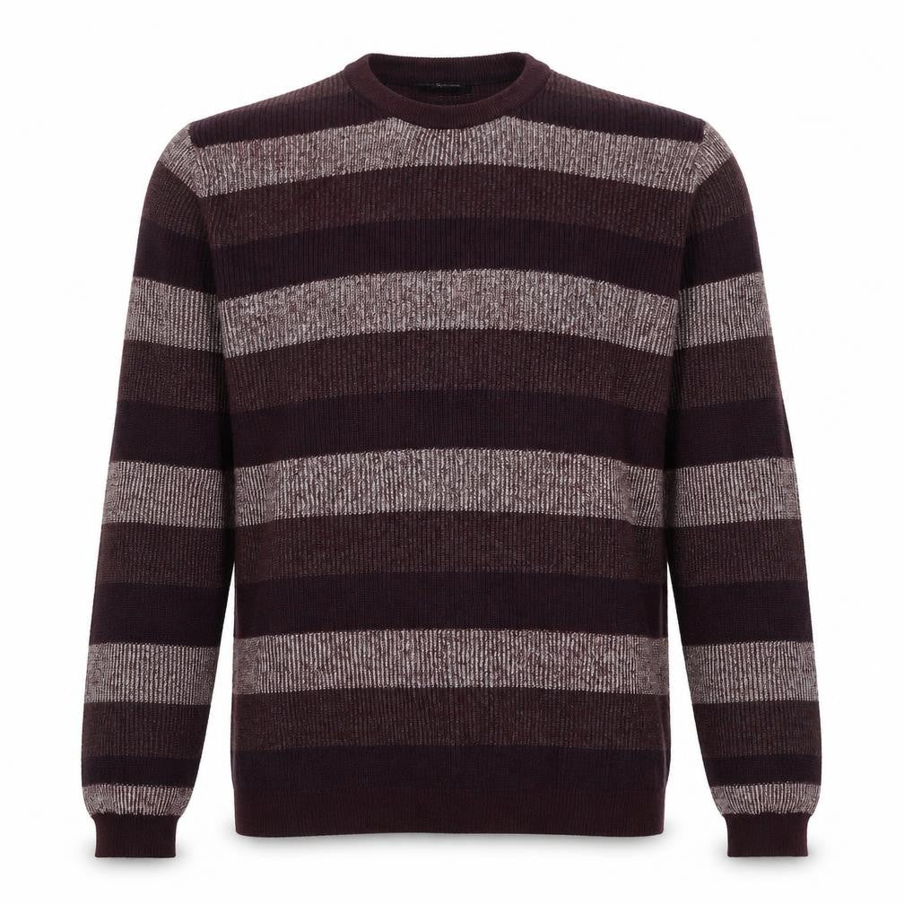 Debenhams Mens Red Round Neck Striped Cotton Pullover Jumper Size S Long Sleeve